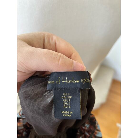 House of Harlow Brown Ruched Brown & Blue Metallic Corset Top - Picture 5 of 7